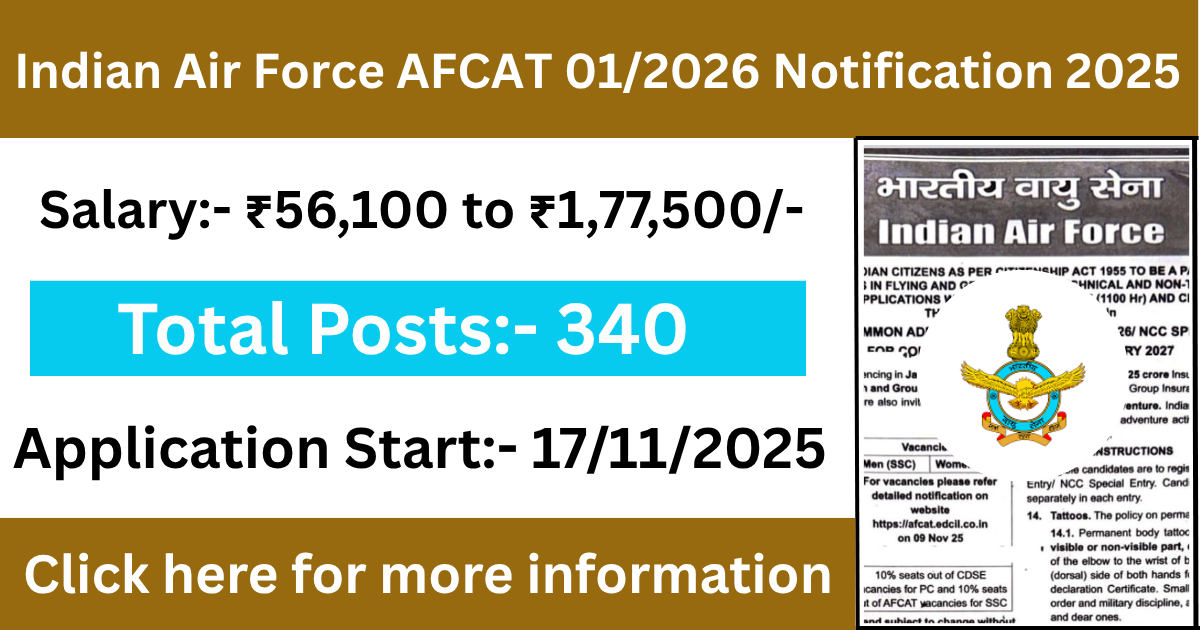 Indian Air Force AFCAT 01/2026 Notification 2025