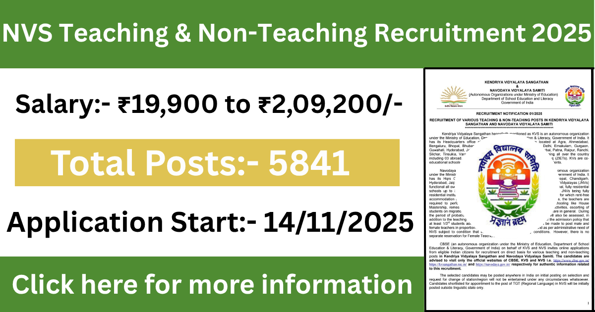 NVS Teaching & Non-Teaching Recruitment 2025