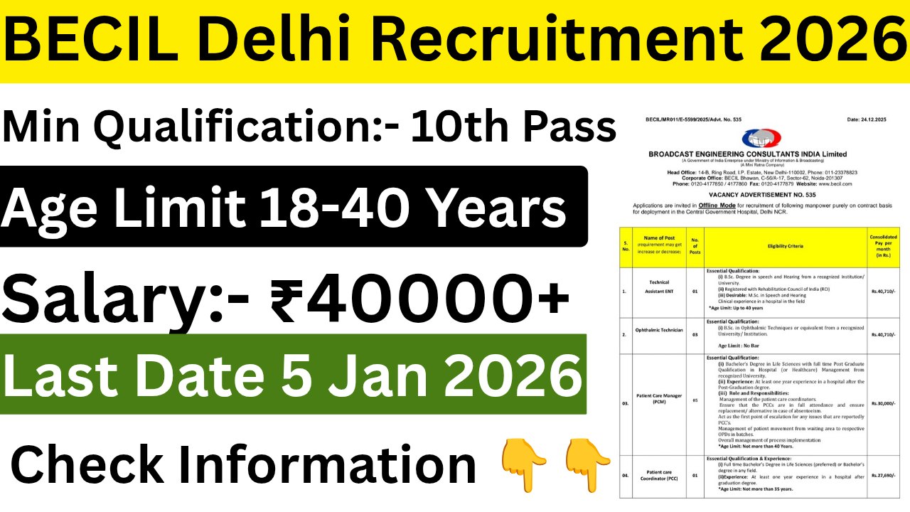 BECIL Delhi Recruitment 2026