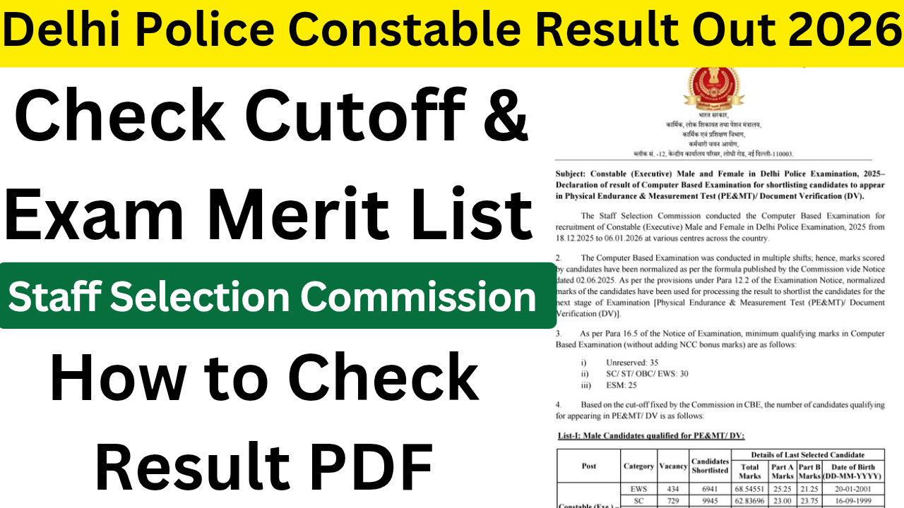 Delhi Police Constable Result Out 2026