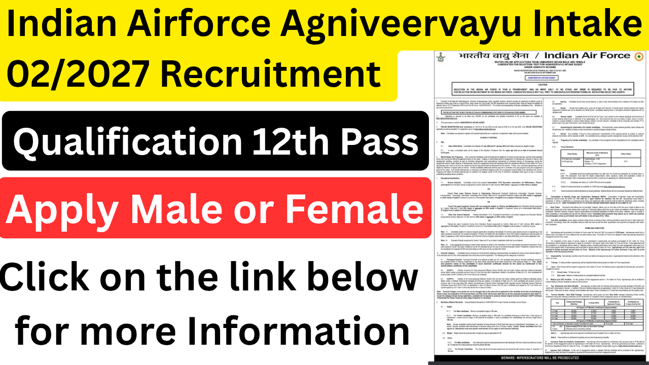 Indian Airforce Agniveervayu Intake 02/2027