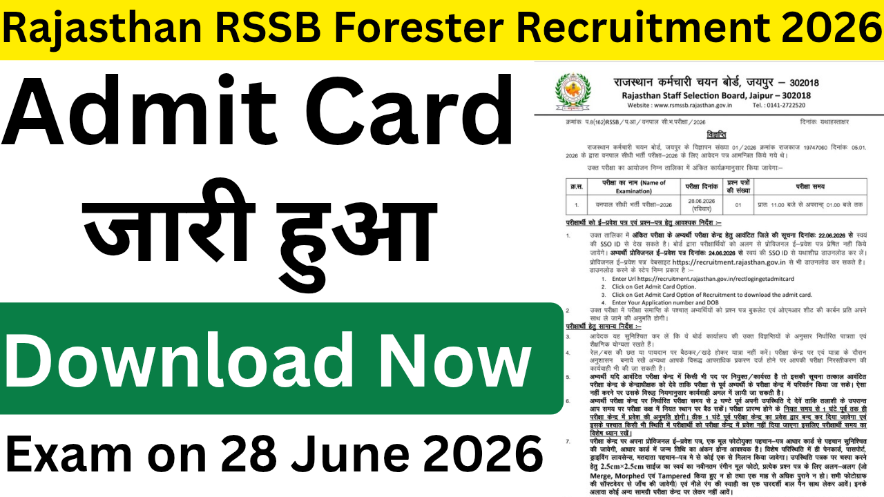 Rajasthan RSSB Forester Recruitment 2026