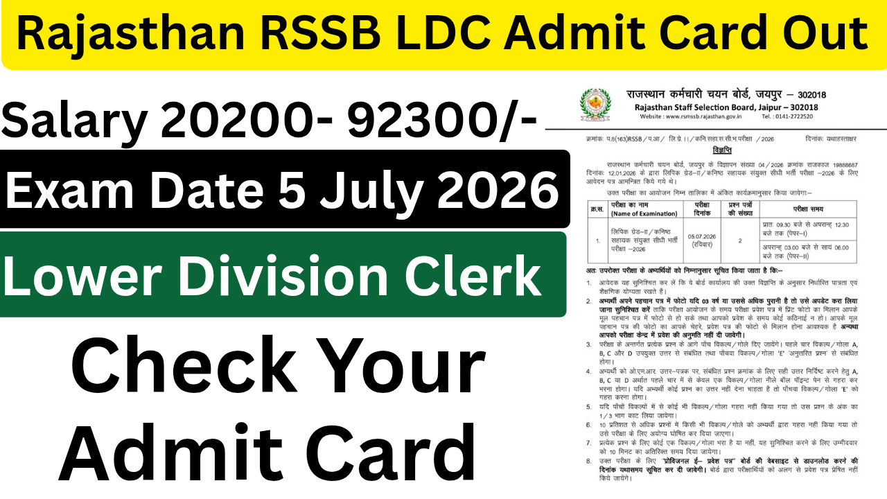 Rajasthan RSSB LDC Recruitment 2026