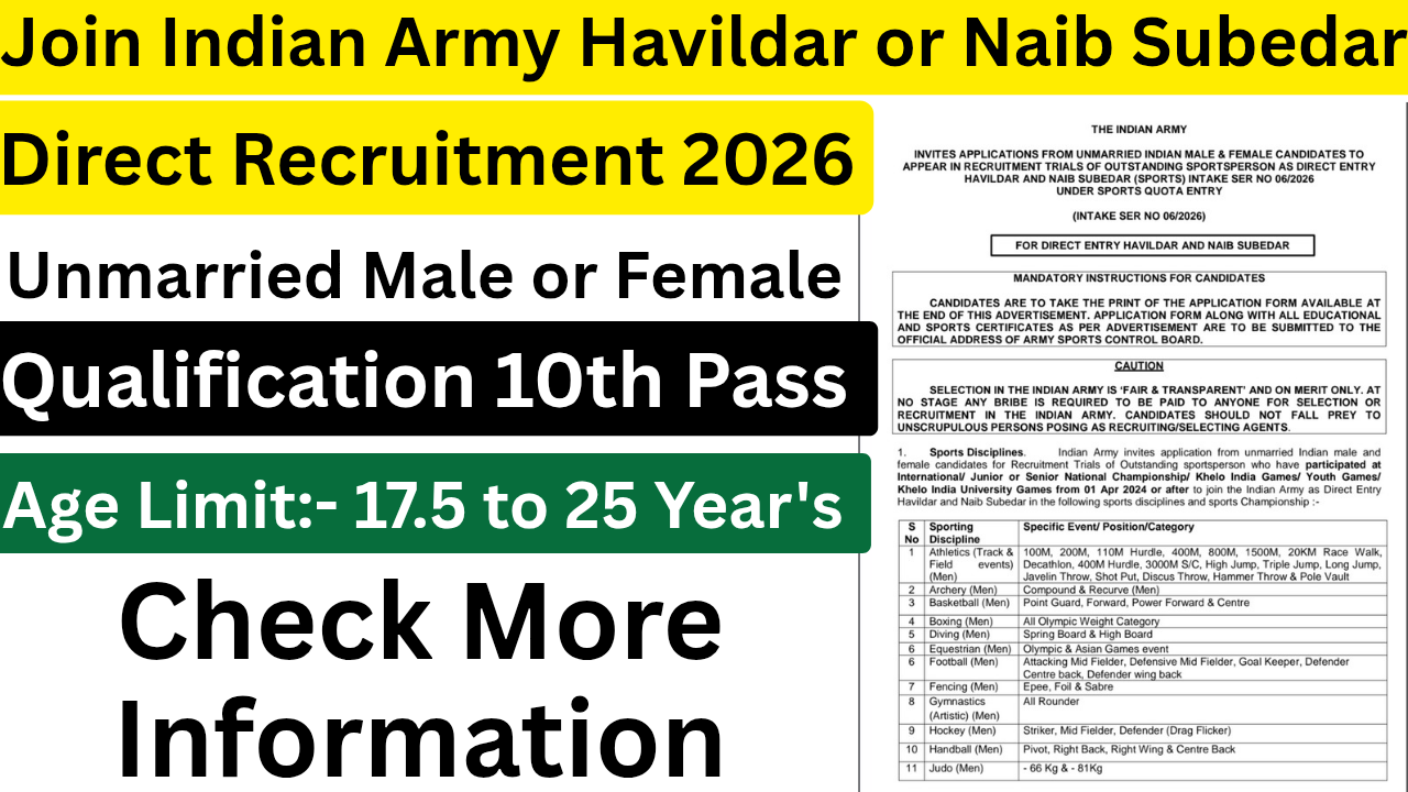 Join Indian Army Havildar or Naib Subedar